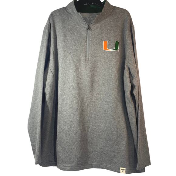 Fanatics Other - Fanatics University of Miami Hurricanes Gray 1/4 Zip Pullover Men 2XL